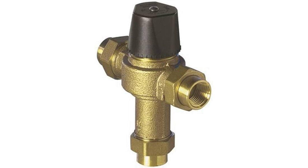LFLM496-1 Under Counter Thermostatic Mixing Valve, 3/4" Union Npt Female, Rough Bronze,