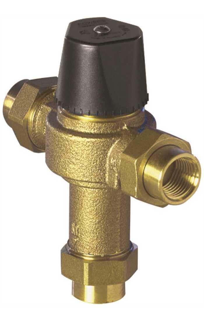 LFLM496-1 Under Counter Thermostatic Mixing Valve, 3/4" Union Npt Female, Rough Bronze,