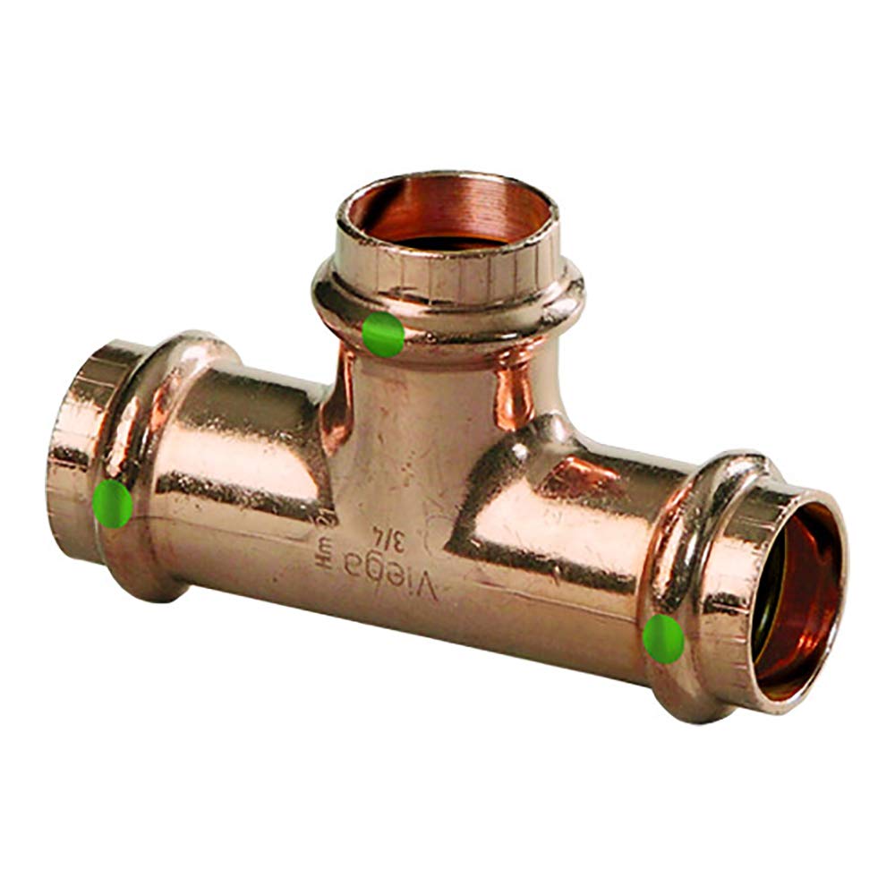 Viega 77477 ProPress Zero Lead Copper Tee with 2-Inch P x P x P