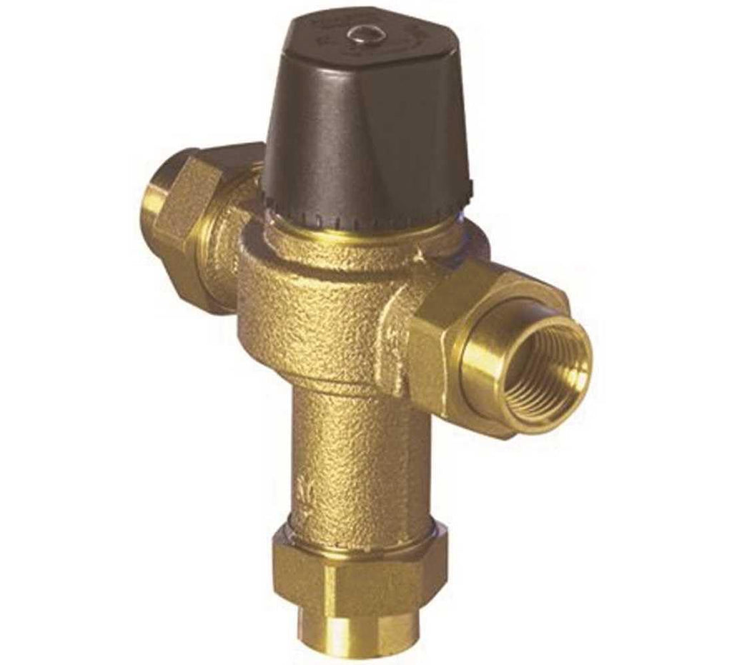 LFLM496-1 Under Counter Thermostatic Mixing Valve, 3/4" Union Npt Female, Rough Bronze,