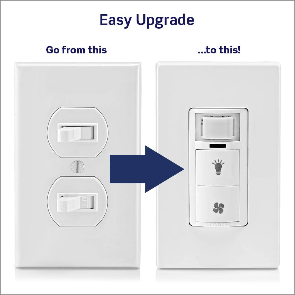Leviton Dual Combination Humidity Sensor with Separate Light Switch, Automate