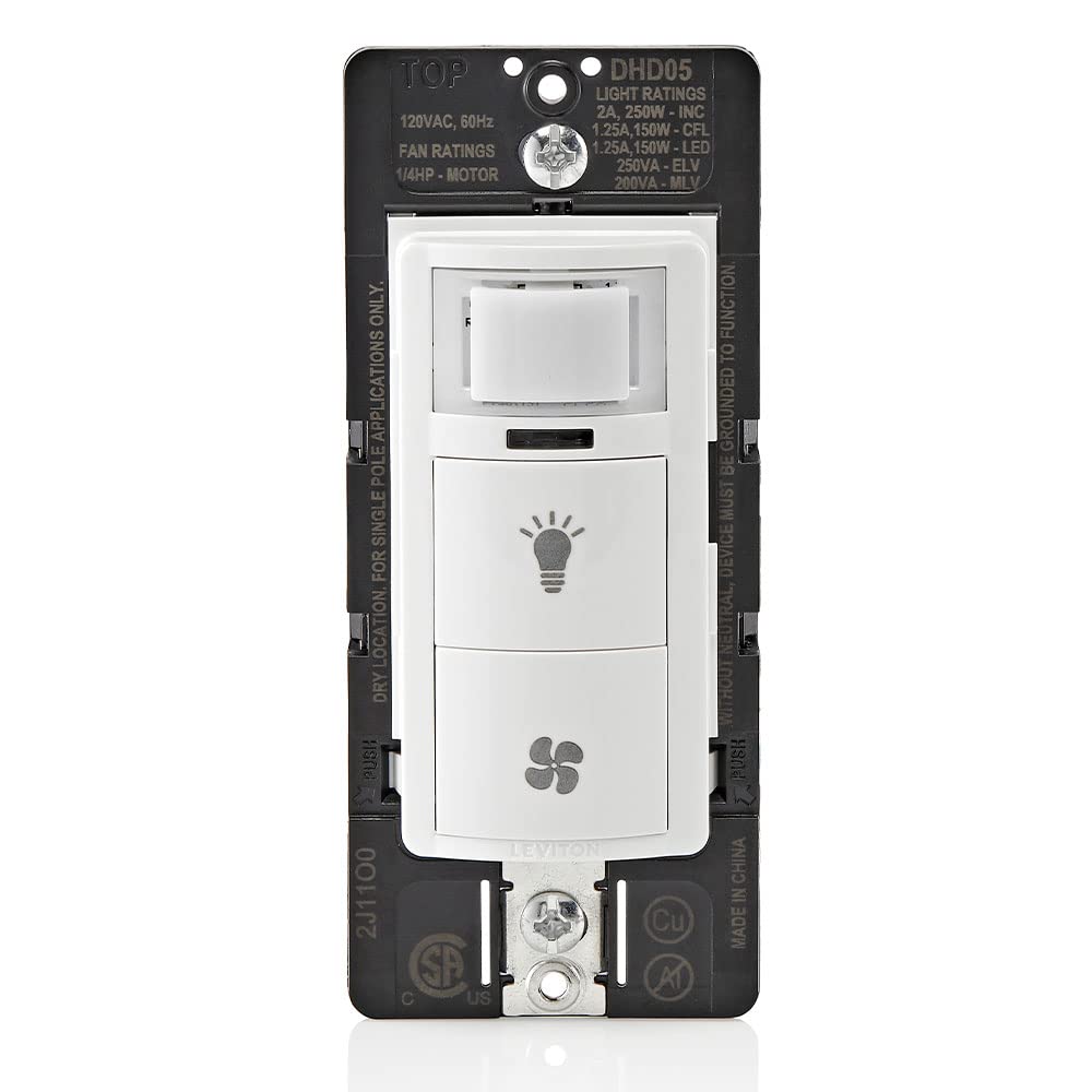 Leviton Dual Combination Humidity Sensor with Separate Light Switch, Automate