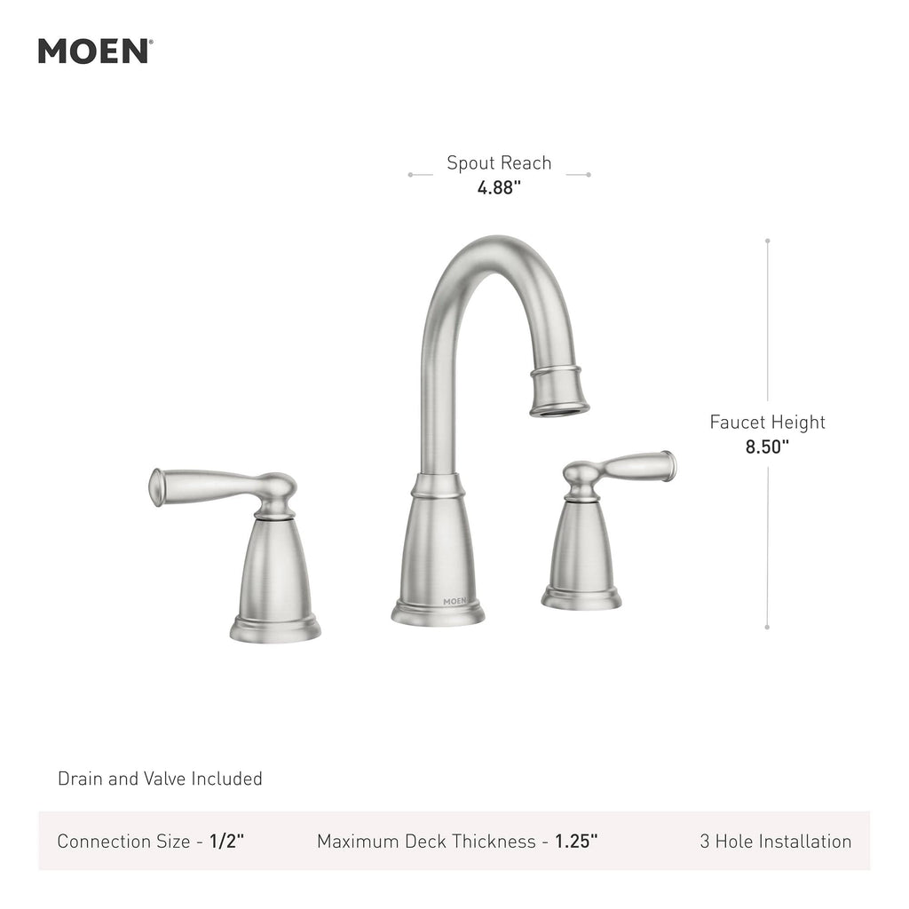 MOEN 84947BRB Banbury 8 in. Widespread Double Handle High-Arc Bathroom Faucet in - Like New