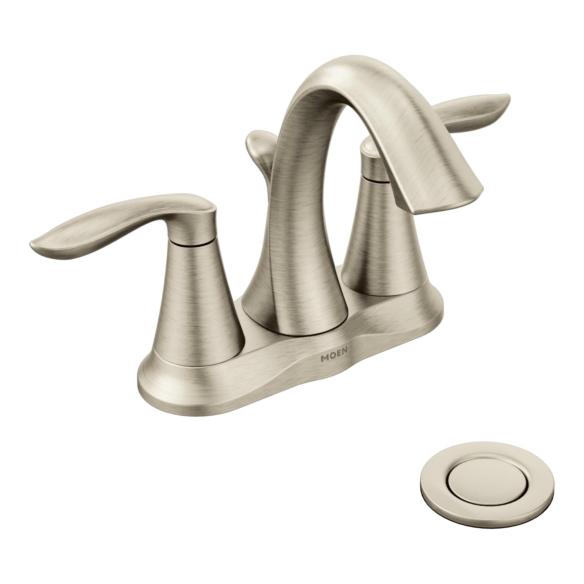 Moen 6410BN Eva 4" Centerset 2-Handle High-Arc Bathroom Faucet - Brushed Nickel - Like New