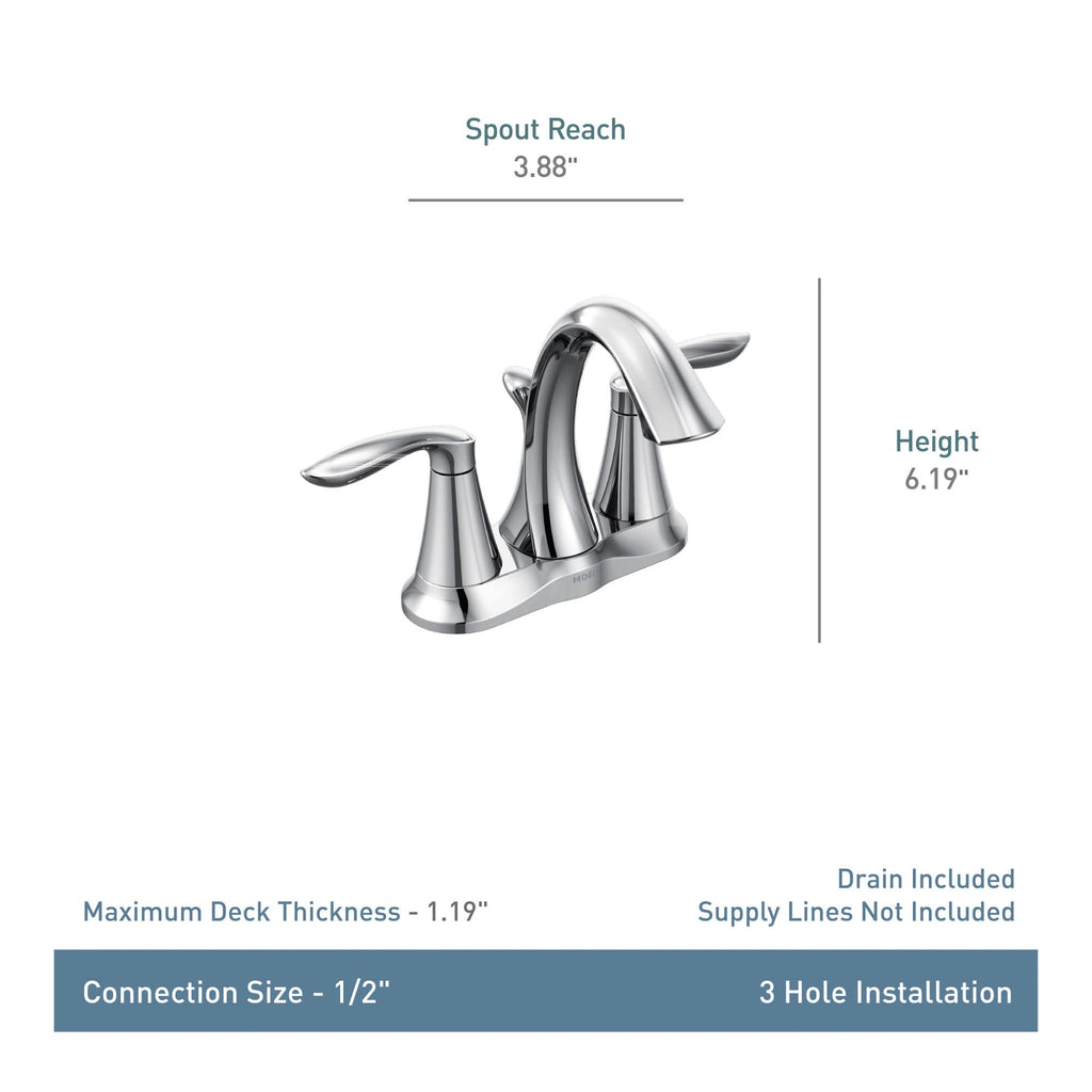 Moen 6410BN Eva 4" Centerset 2-Handle High-Arc Bathroom Faucet - Brushed Nickel - Like New