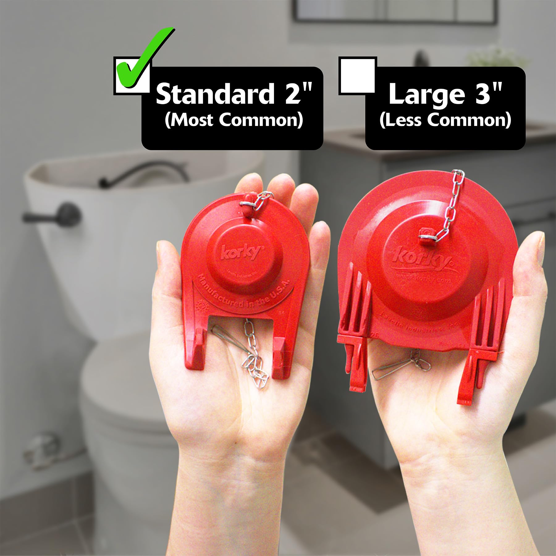 Korky Plus Standard 2-Inch Toilet Flapper - Long Lasting Rubber - Easy to Install - Made in USA, 2001BP lot of 12
