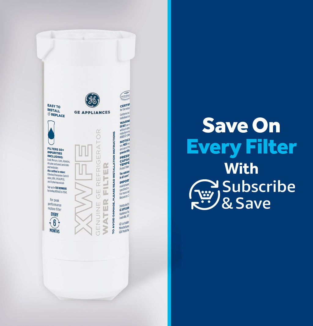 GE XWFE™ Refrigerator Water Filter, Genuine Filter, Guaranteed Fit, 1-pack