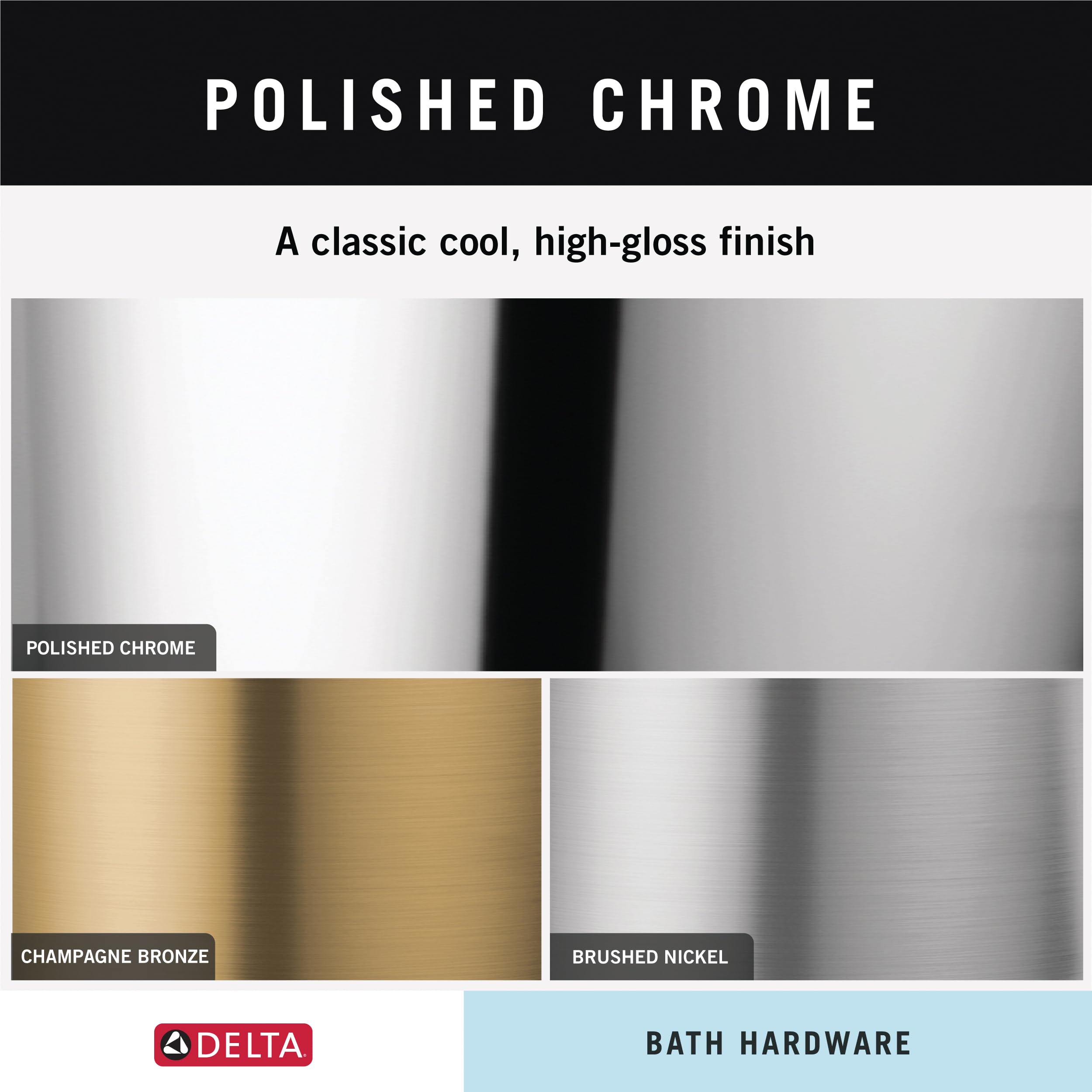 Delta Single Post Toilet Paper Holder | Polished Chrome | Wall Mount | Cassidy Bathroom Accessories