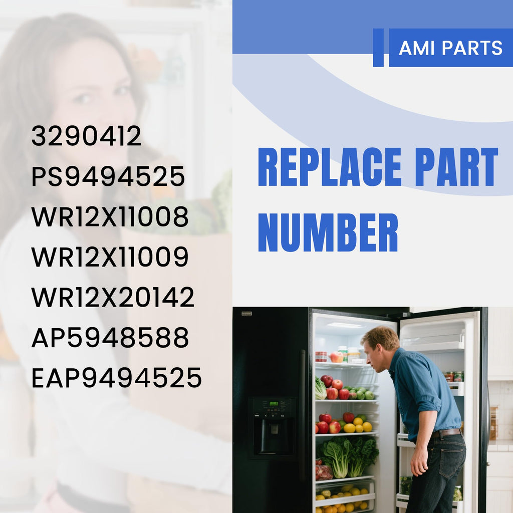 AMI PARTS WR12X22183 Refrigerator Door Handle (Black) Replaces WR12X11008 WR12X11009 WR12X20142 3290412 AP5948588 PS9494525 EAP9494525(2 Pack)
