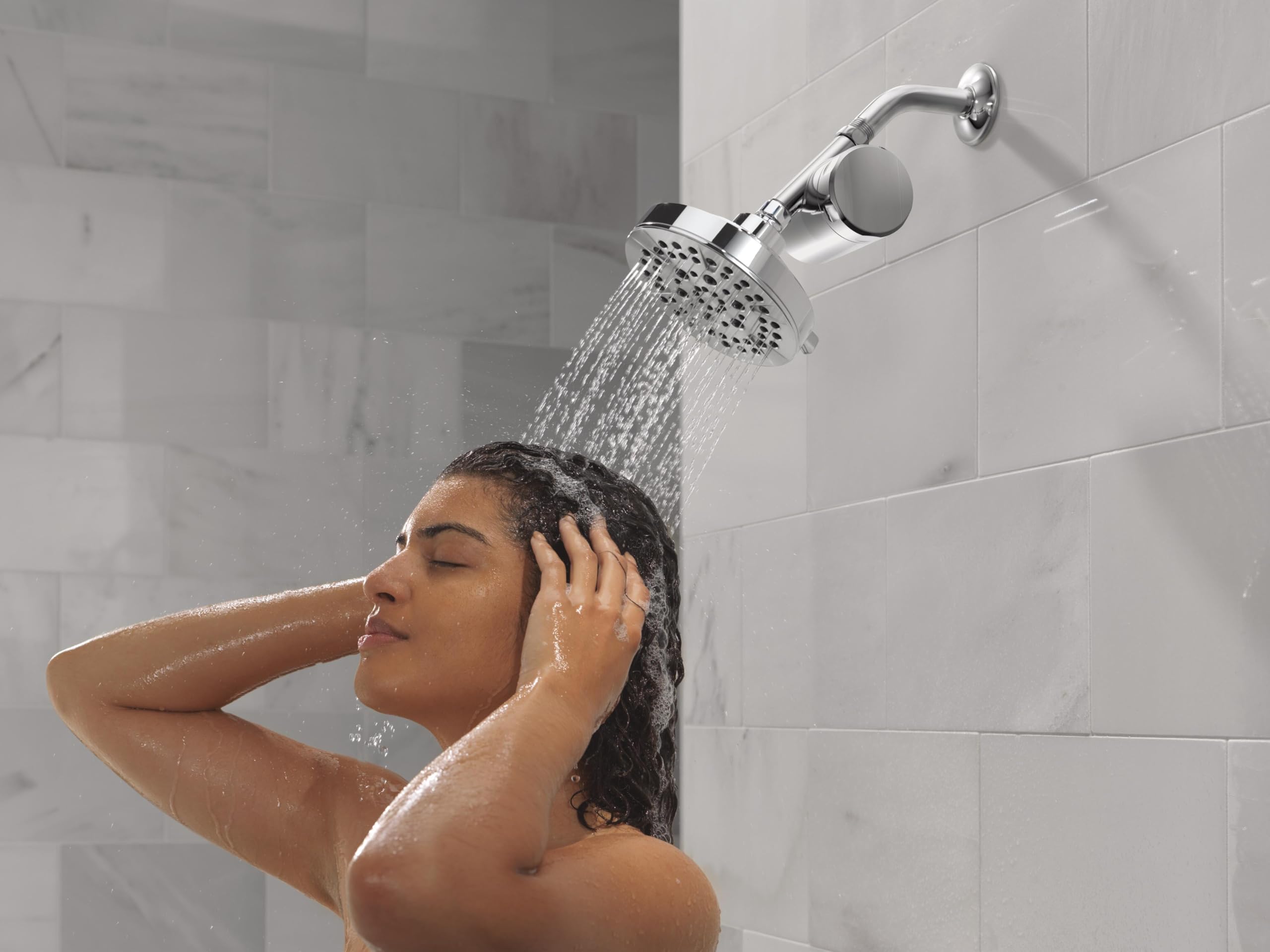 Delta Faucet Clarifi Standard Shower Filter Attachment with Filter, Shower Water Filter, Shower Head Filter, Chrome 7SF100
