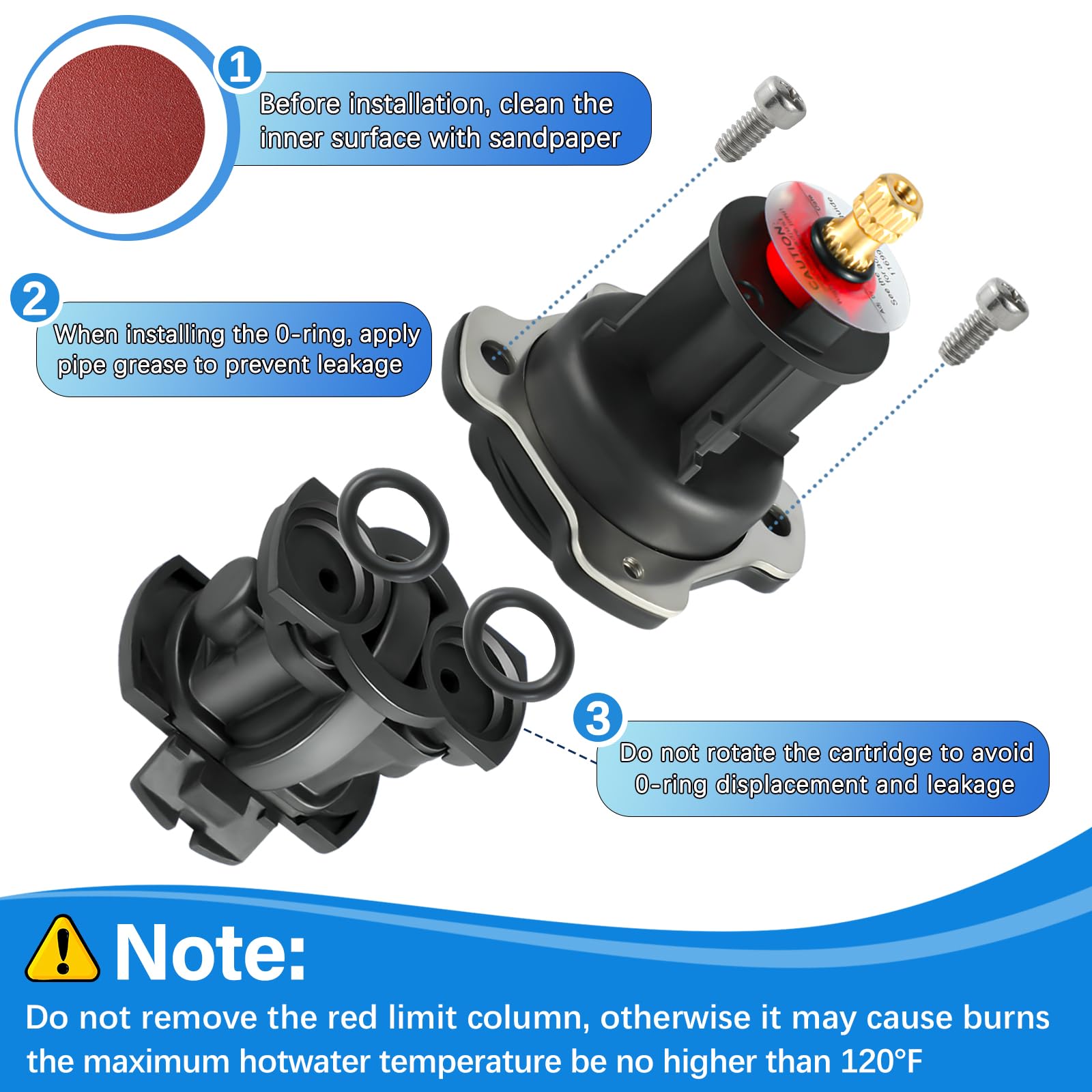 GP876851 Mixer Cap and Pressure Balancing Unit Kit, Compatible with Kohler Shower Valves K-304 and K-11748 Platforms, Shower Cartridge Replacement Repair Kit, Include GP800820 and GP77759