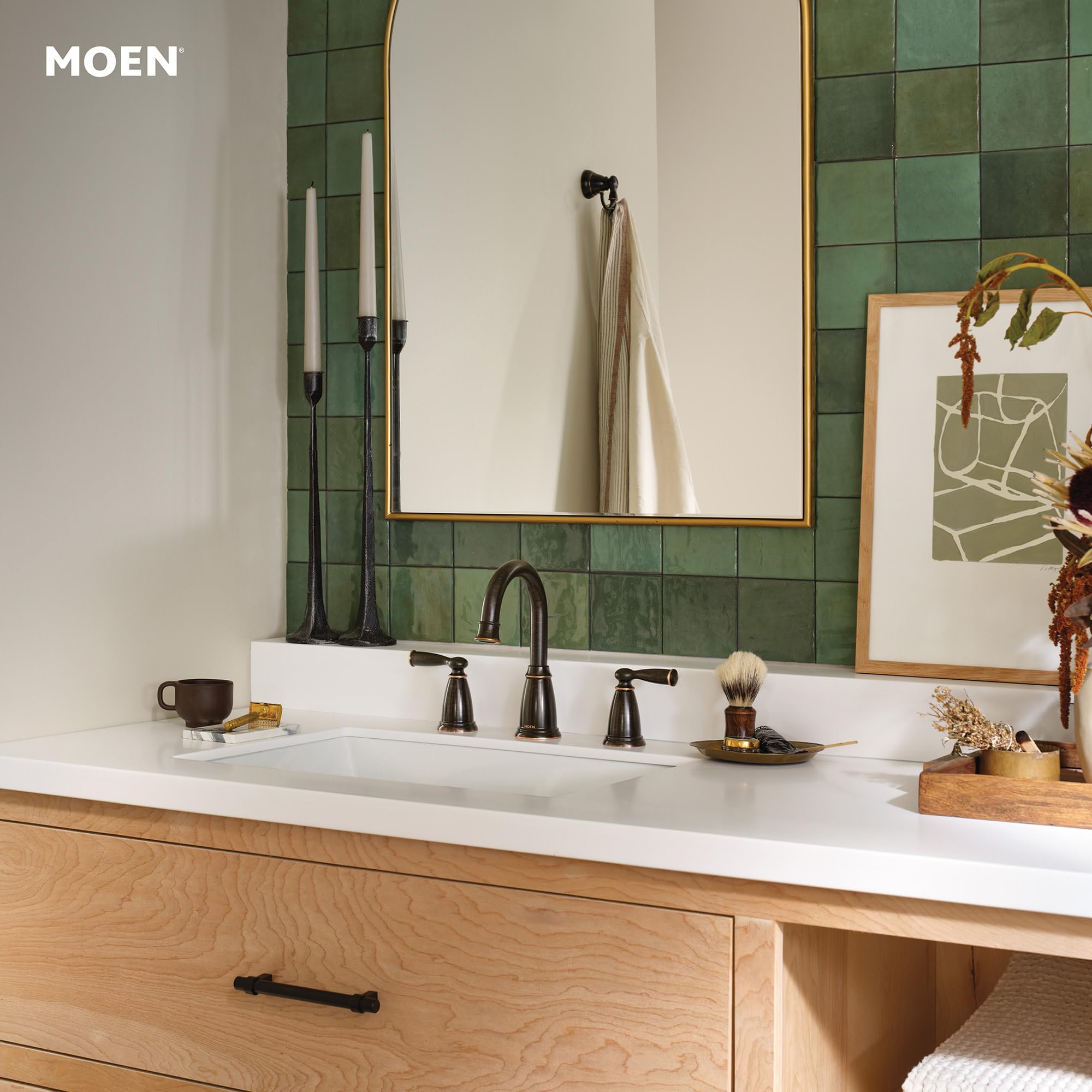 MOEN 84947BRB Banbury 8 in. Widespread Double Handle High-Arc Bathroom Faucet in - Like New