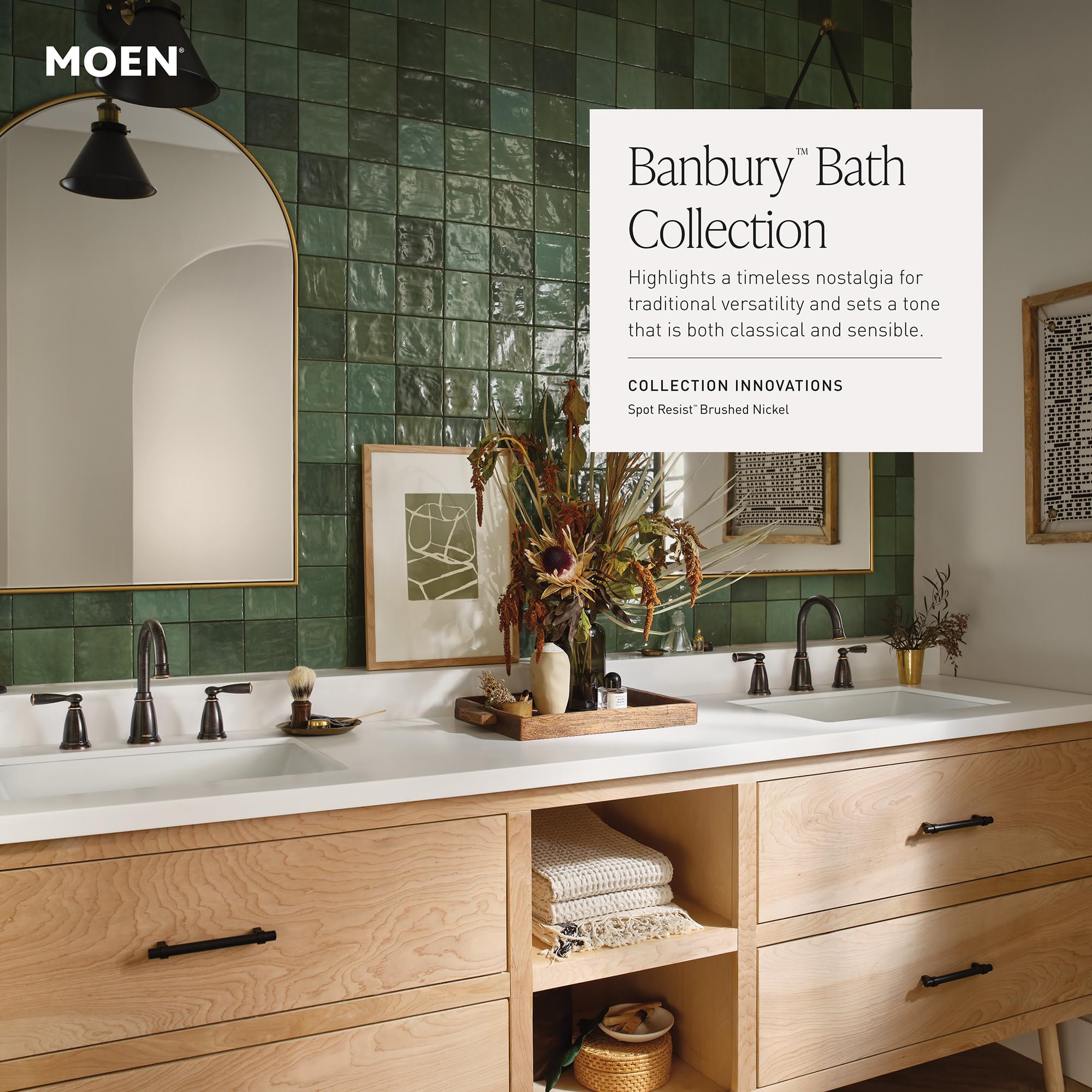 MOEN 84947BRB Banbury 8 in. Widespread Double Handle High-Arc Bathroom Faucet in - Like New