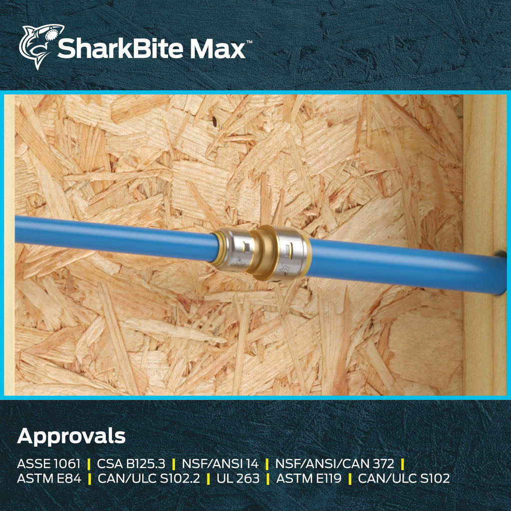 SharkBite Max 3/4 Inch x 1/2 Inch Reducing Coupling, Pack of 12, Push to Connect