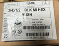 25 PK 3/4" x 1/2" Black Iron Hex Bushing Pipe Reducer NPT