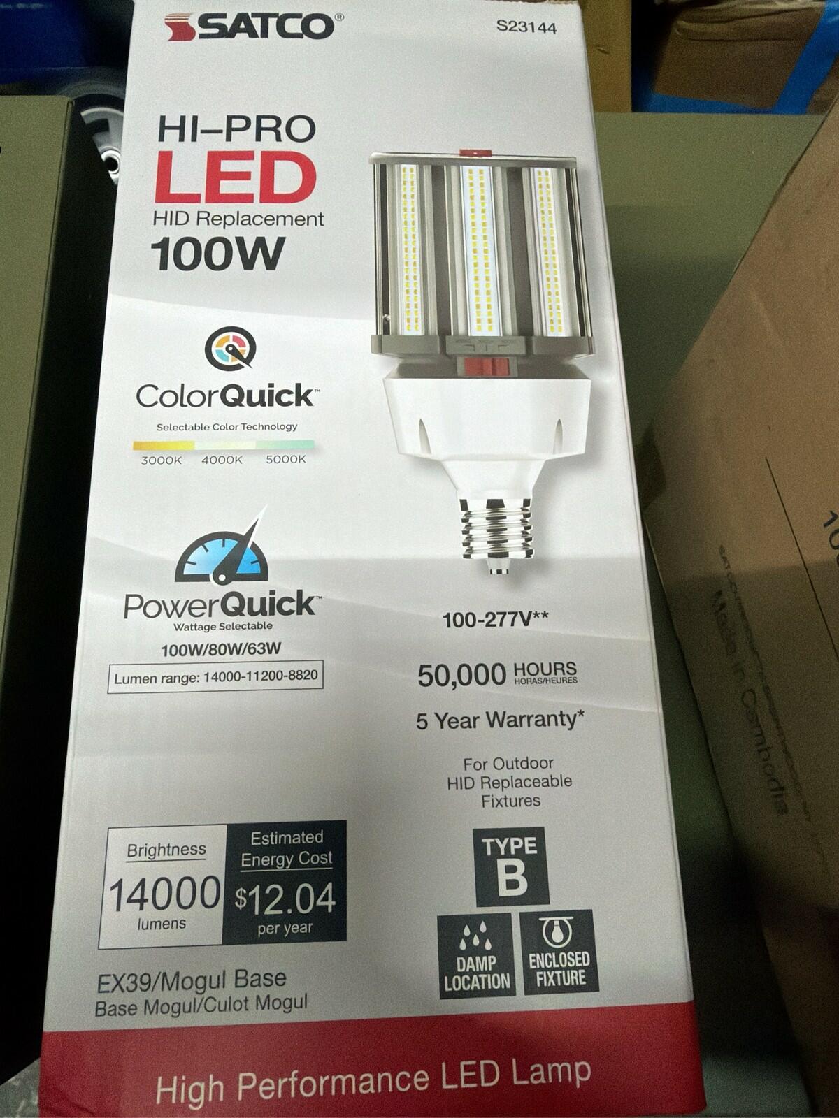 Satco LED HID Replacement Corncob Bulb 100-277V Mogul EX39 Base 5000K