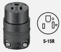 (10)-Leviton 15A 125V 3-Wire 2-Pole NEMA 5-15R Electric Cord Connector 515CR