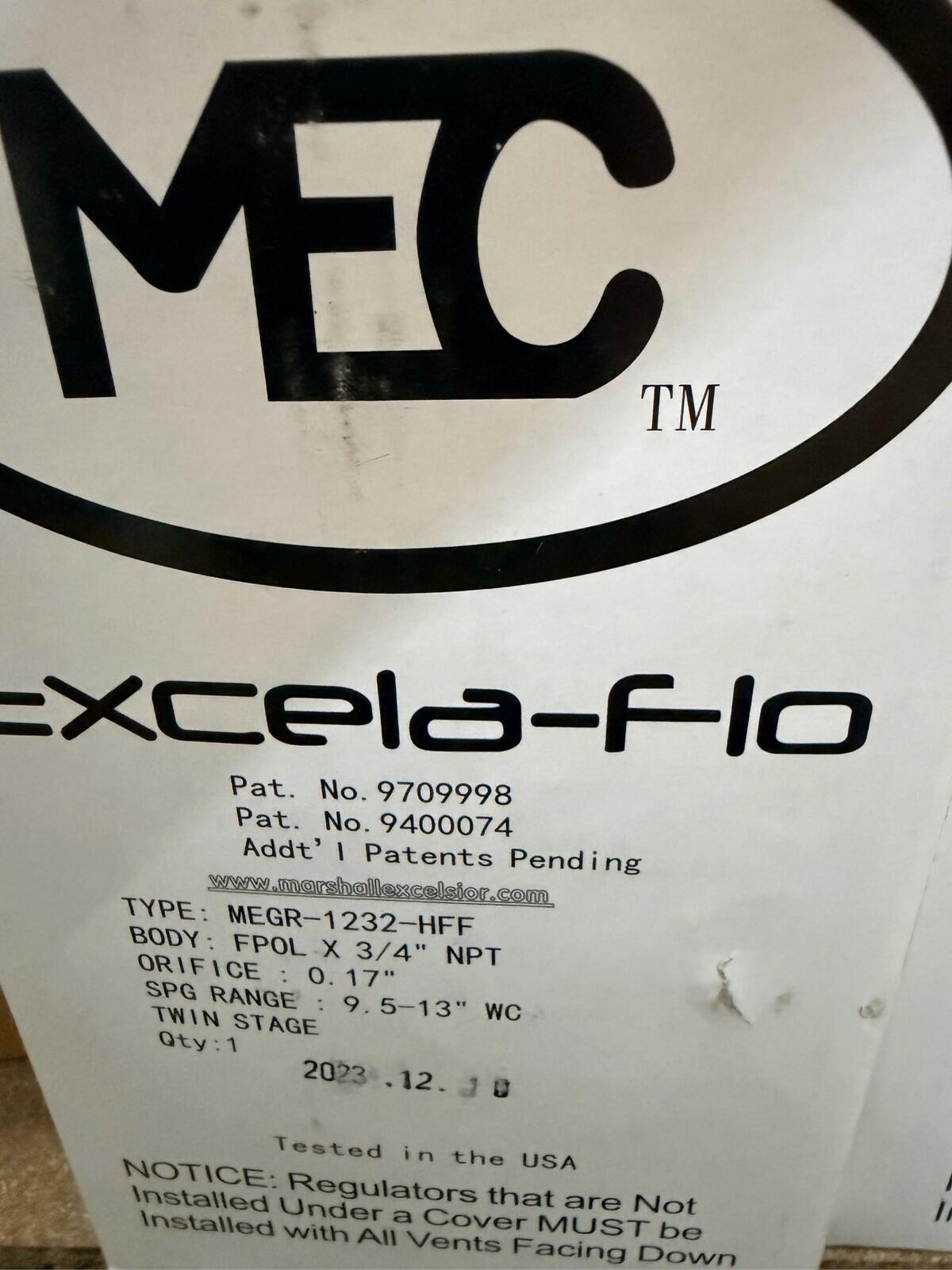 MEC Excela-Flo MEGR-1232-HFF Twin Stage Propane Regulator FPOL x 3/4 NPT