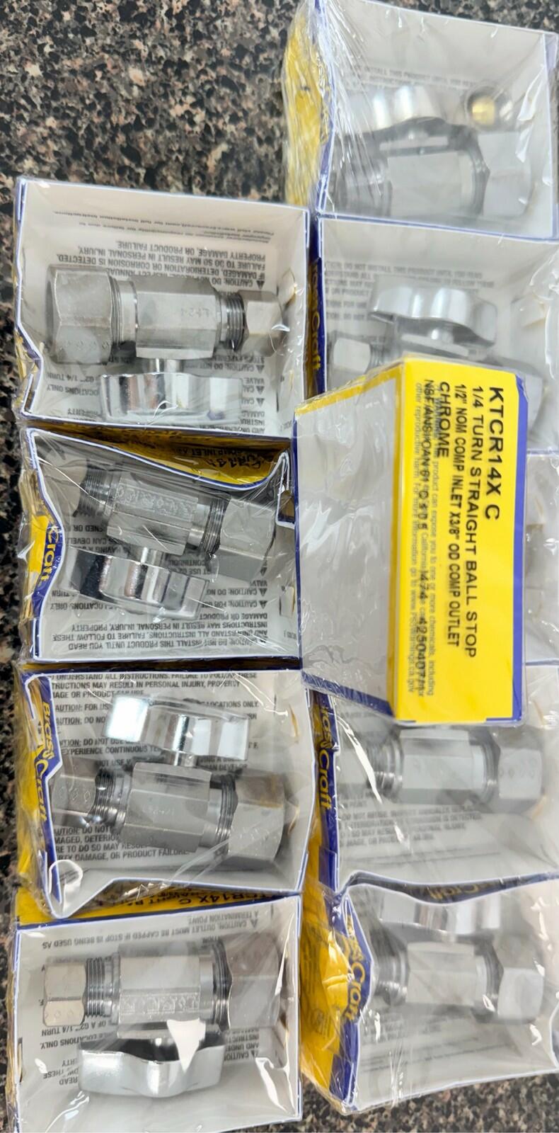 BrassCraft KTCR14X C 1/4 Turn Straight Ball Stop 1/2" Nom x 3/8" Comp lot of 10