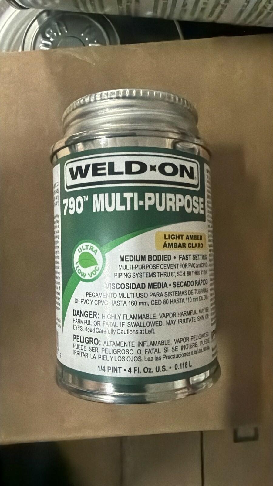 Weld-On 790 Multi-Purpose Cement PVC CPVC 1/4 Pint 4 oz Rapid Setting lot of 12
