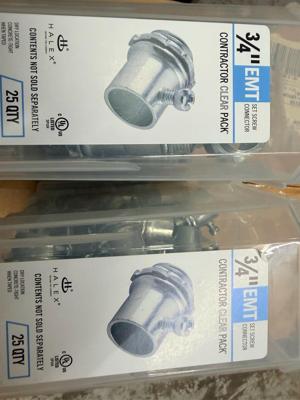 Halex 3/4" EMT Set Screw Connector 25 pcs  Contractor Clear 4 Pack