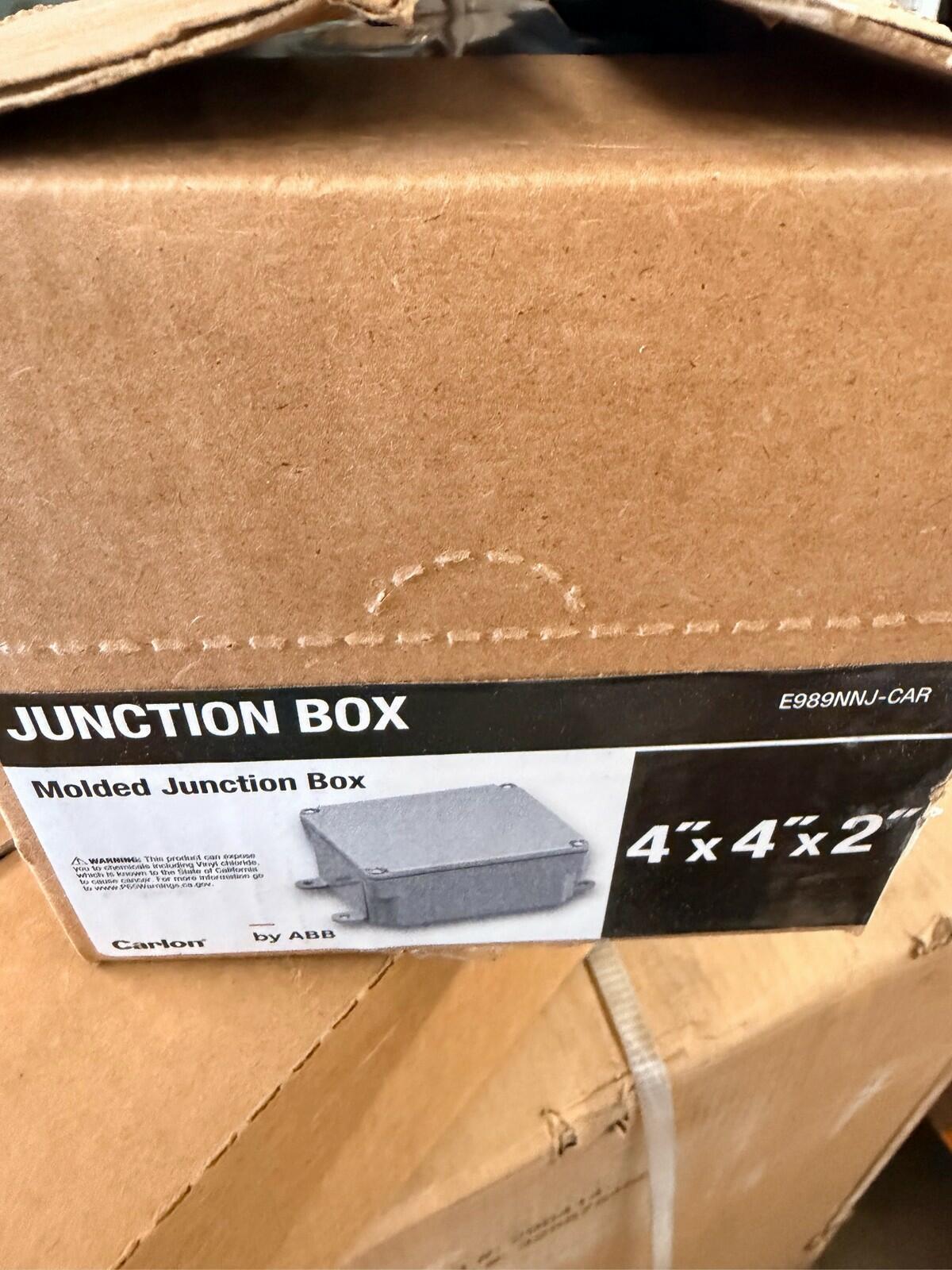 Carlon 4 x 4 x 2 in. Gray PVC Molded Electrical Junction Box lot of 5
