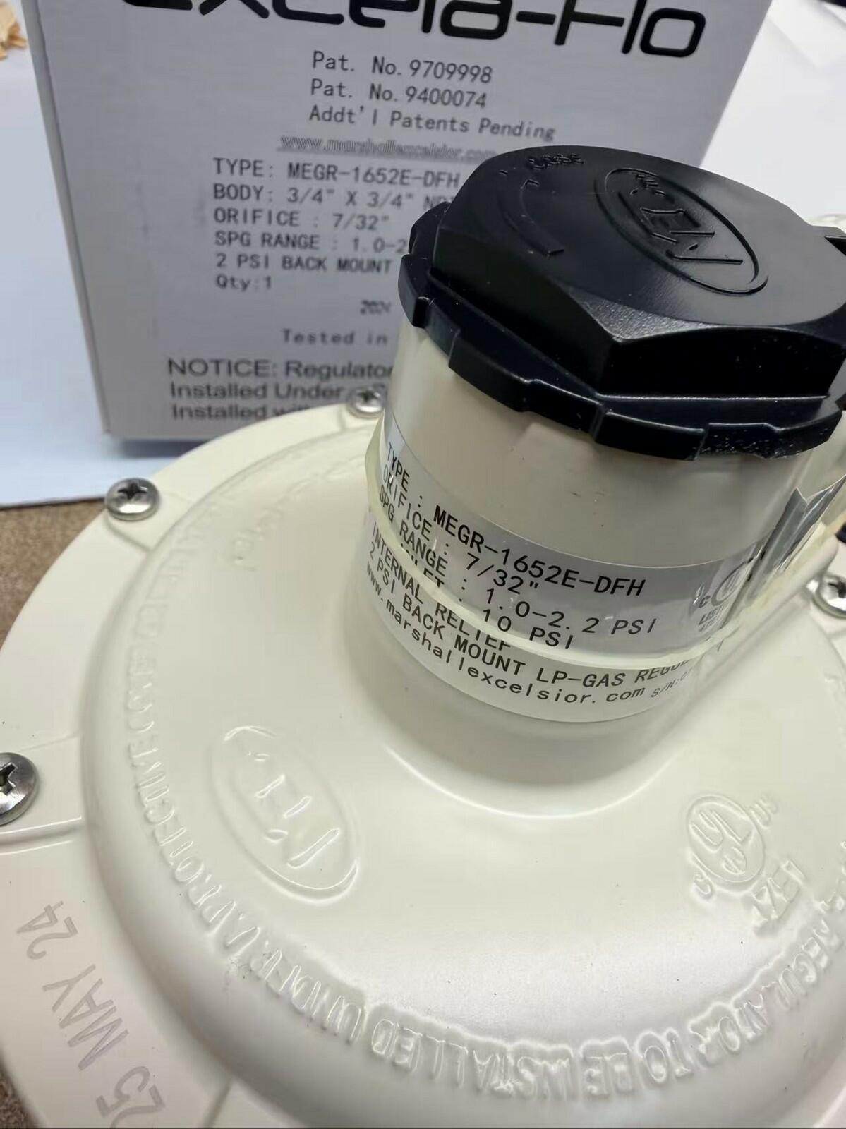 Marshall Excelsior MEGR-1652E-DFH Propane Regulator 10 PSI 1.0-2.2 PSI Low Press