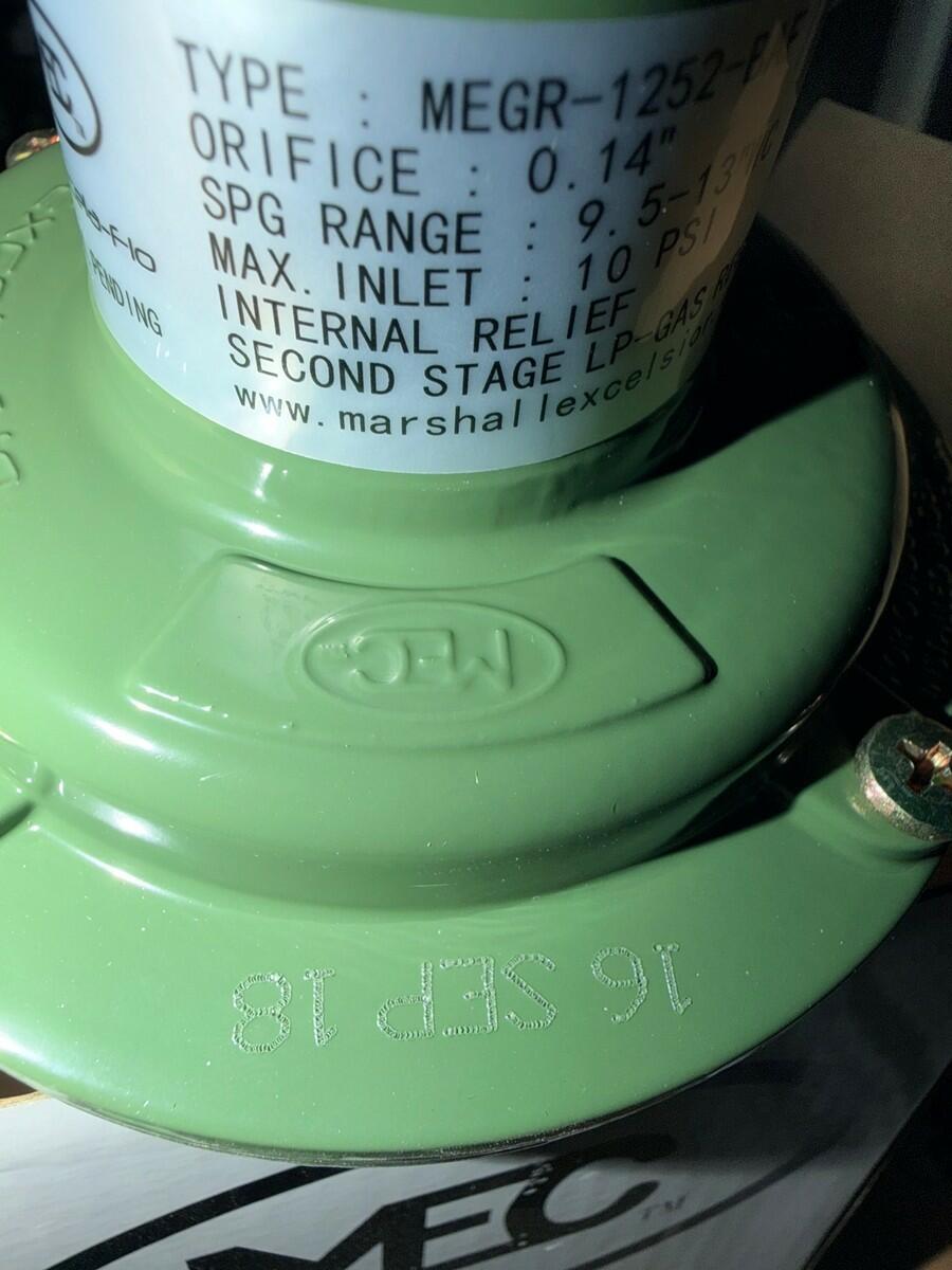 Marshall Excelsior Excela-Flo MEGR-1252-BAF LP Gas Regulator