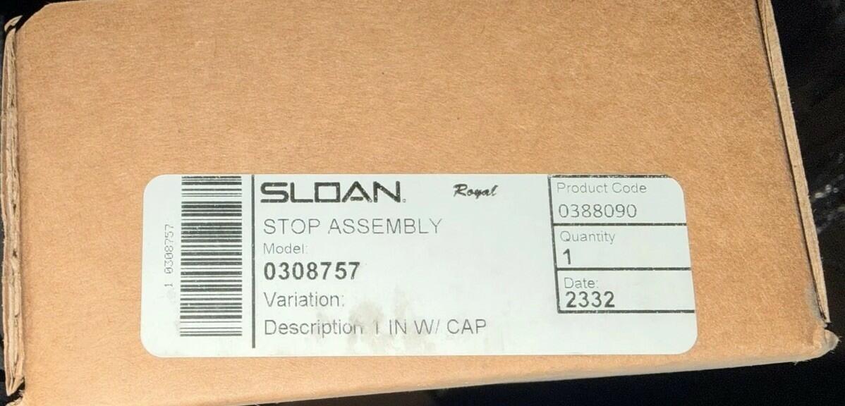 SLOAN Regal 0308757 Stop Assembly 1" Cap