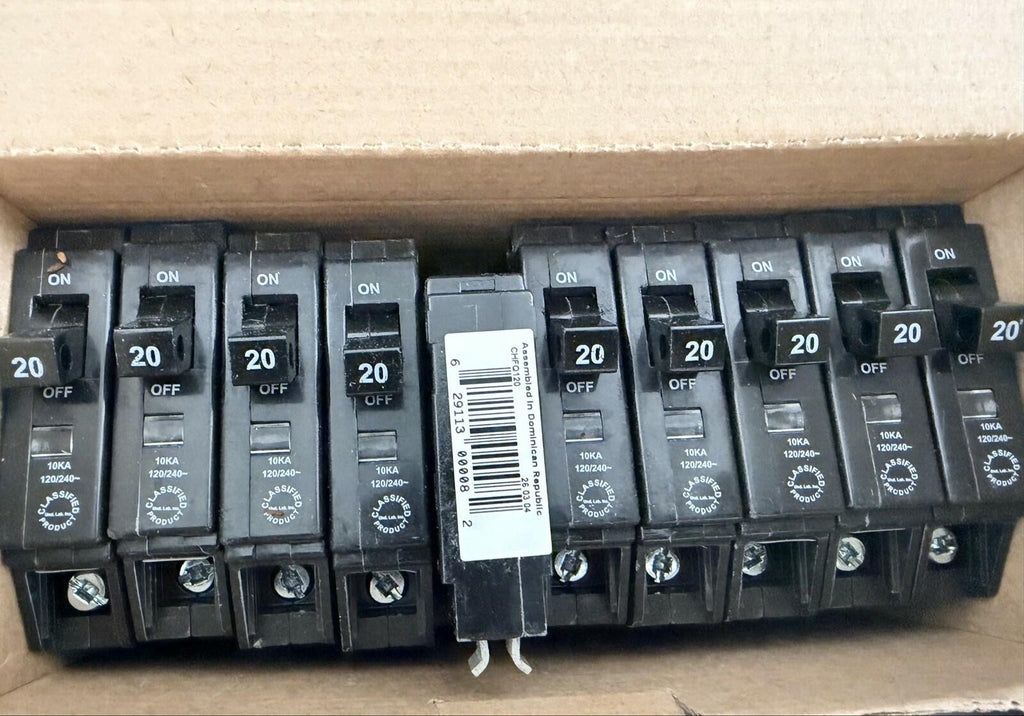 Eaton Cutler-Hammer CHFQ120 20A 1P CH Circuit Breaker Box of 10