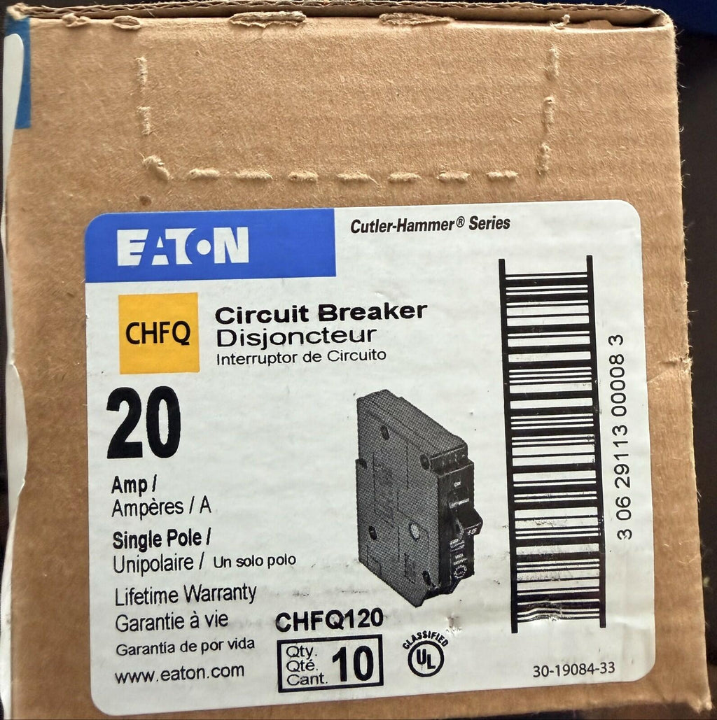 Eaton Cutler-Hammer CHFQ120 20A 1P CH Circuit Breaker Box of 10