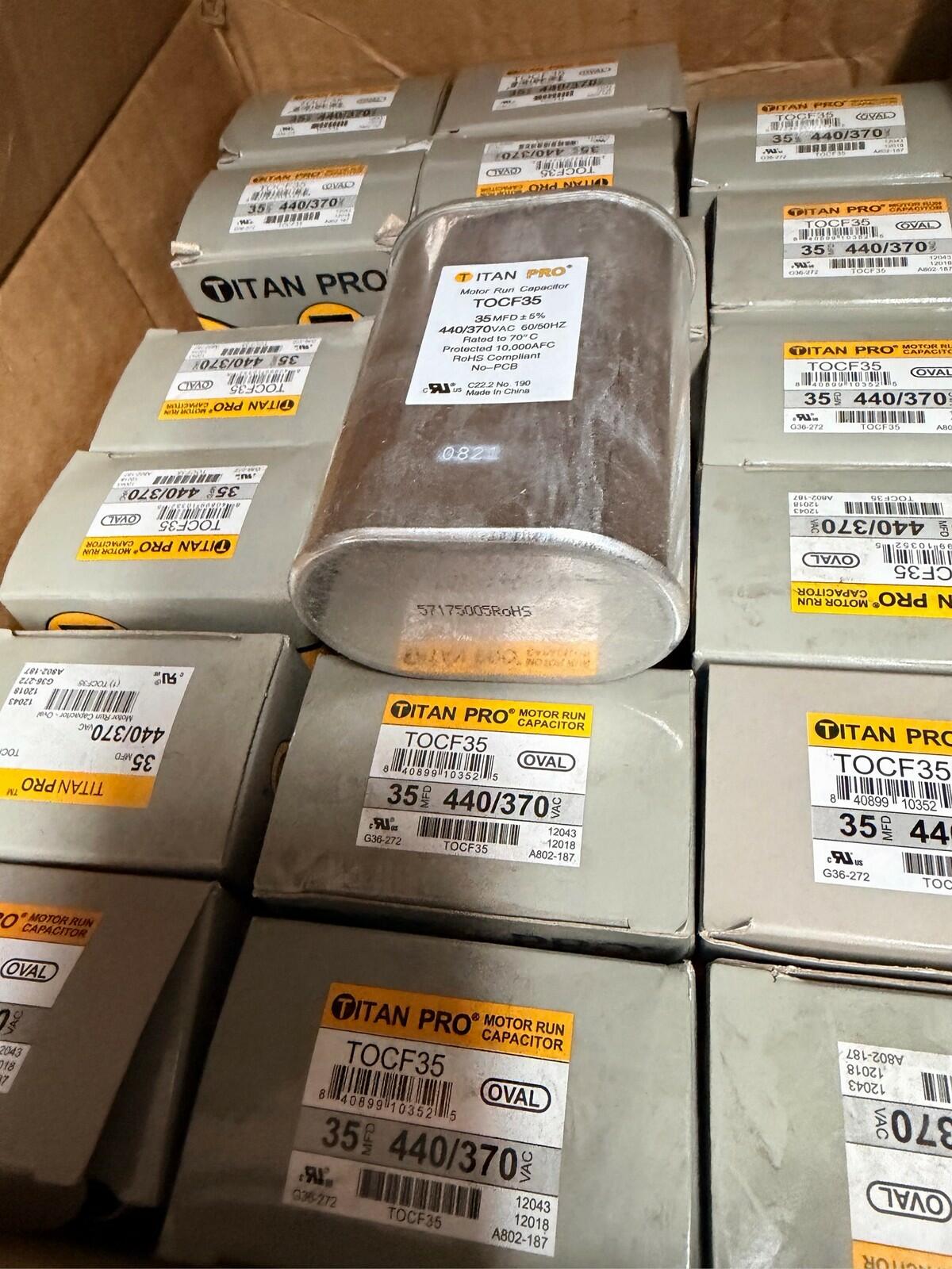 Titan Pro TOCF35 Oval Motor Run Capacitor 35 MFD 440/370 VAC HVAC lot of 20