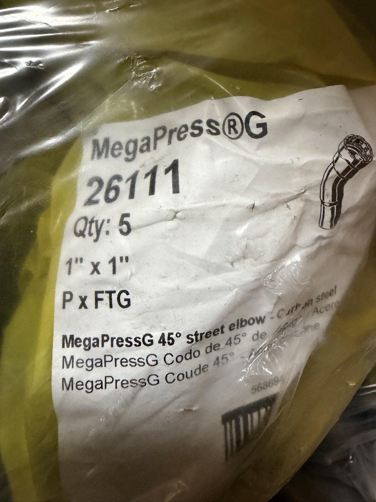 Viega MegaPressG 26111 1" x 1" P x FTG 45° Street Elbow Qty 5