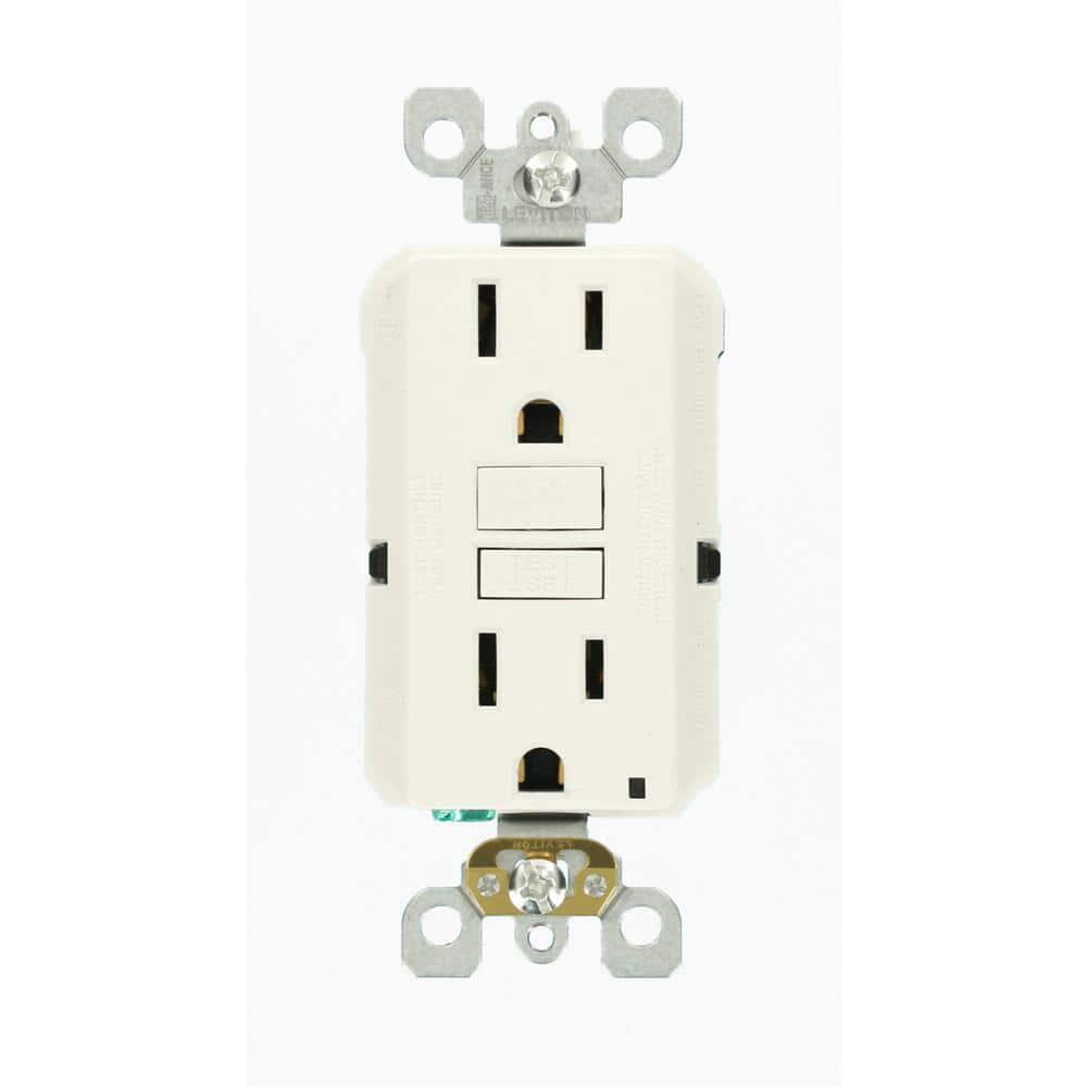 Leviton Smartlockpro 15a Self-Test Slim Gfci Duplex Outlet (White) Package Of 3