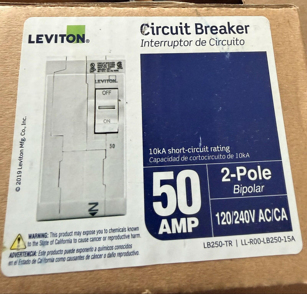Leviton LB250-TR 50A 2P Breaker 120/240V 10kA lot of 5