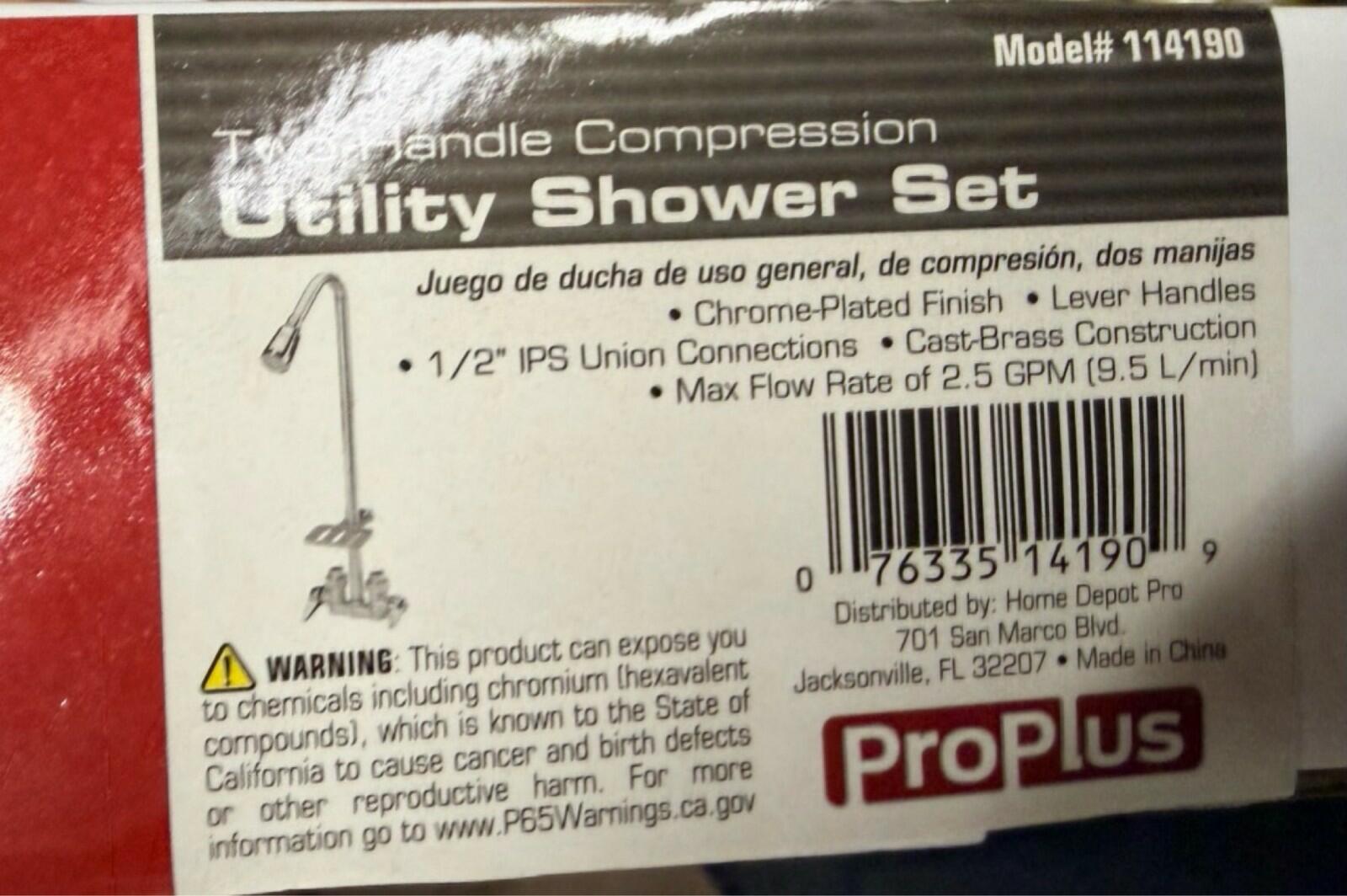 PROPLUS Utility Shower Set 2-Handle Chrome Cast Brass 114190