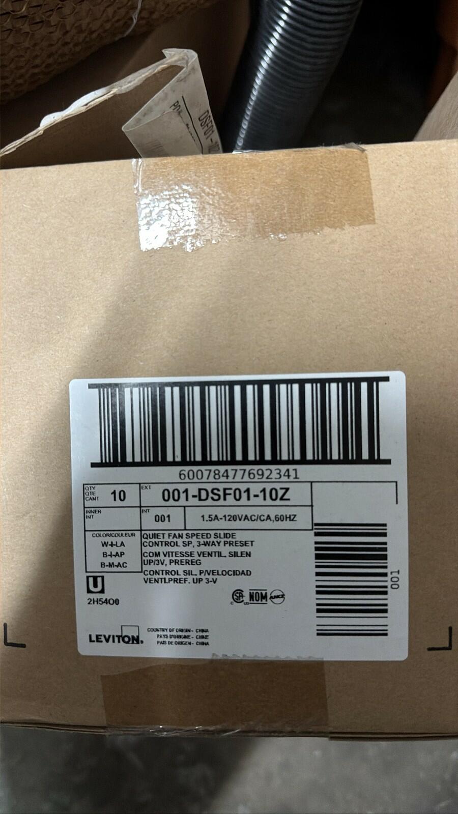 Leviton Decora Fan Speed Control DSF01-10Z 1.5A 3-Way Preset, lot of 10