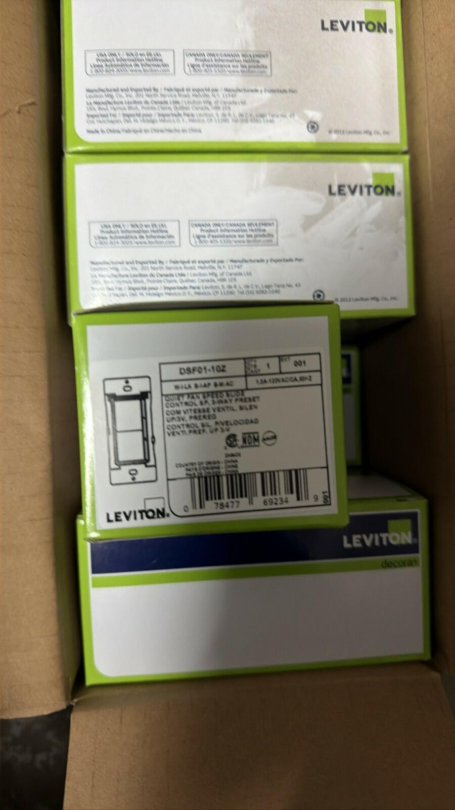 Leviton Decora Fan Speed Control DSF01-10Z 1.5A 3-Way Preset, lot of 10
