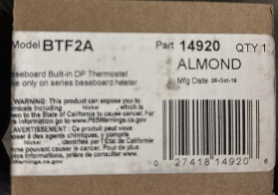 Cadet BTF2A 2-Pole Baseboard Thermostat Kit Almond 14920 lot of 3 Pcs