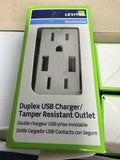 Leviton 15A Duplex USB Charger Outlet White T5632-W lot of 8