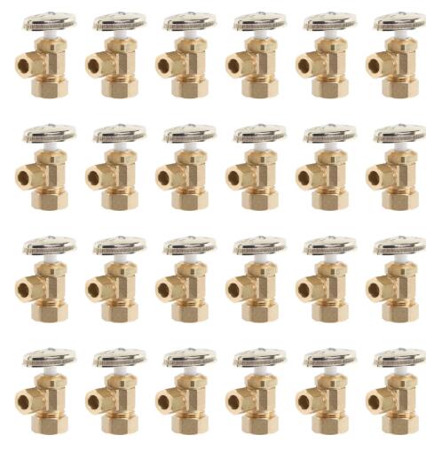 96 PCS  1/2 In Nom Comp Inlet X 3/8 In Od Comp Multi-Turn Angle Valve, Brass