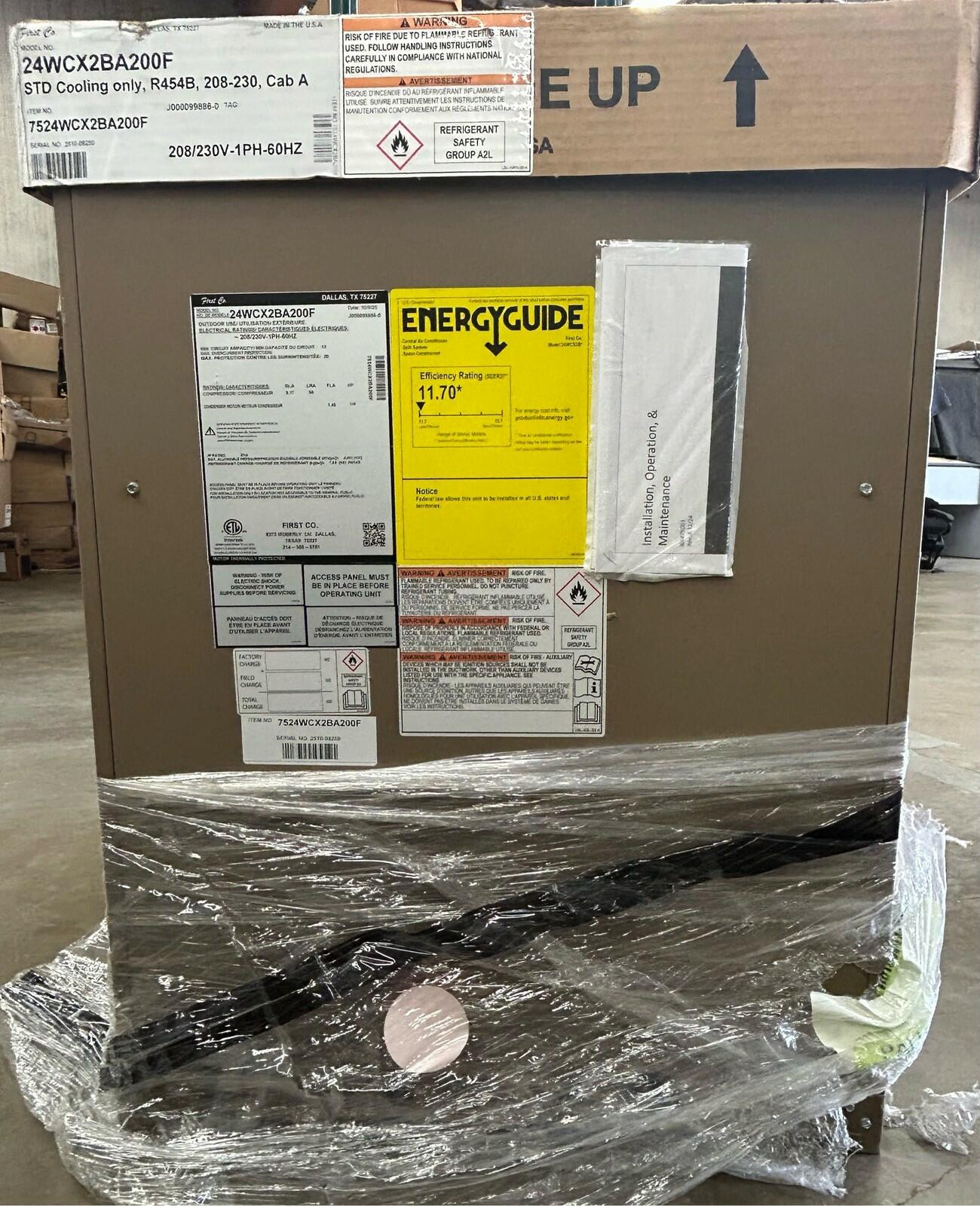 First Company 24WCX2BA200F Thru-Wall Condenser 208/230V 1-PH R454B-60Hz