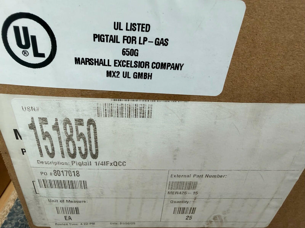 Marshall Excelsior MER425-15 LP Gas Pigtail Hose POL 7/8" x 1/4" MNPT, lot of 25
