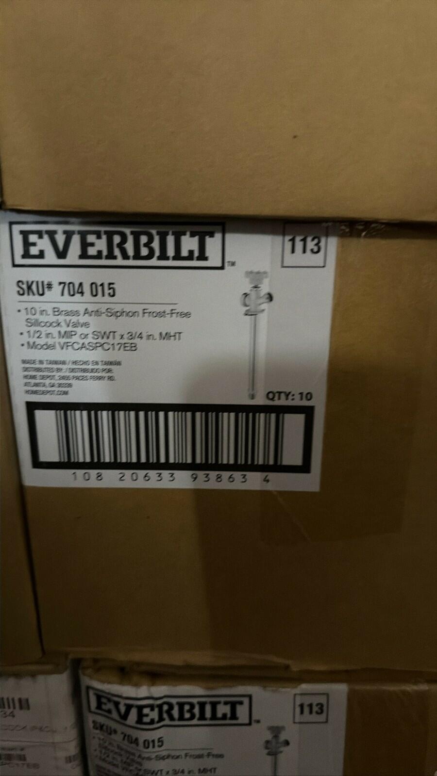 10 Pcs Everbilt 10" Brass Anti-Siphon Frost-Free Sillcock Valve 1/2" x 3/4" MHT